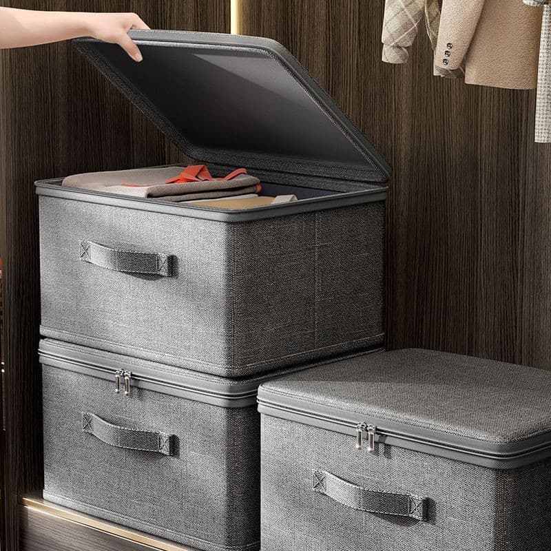 Cationic Covered Clothes Storage Box Household Fabric Oversized Wardrobe Clothing Quilt Layered Storage Box Storage Basket