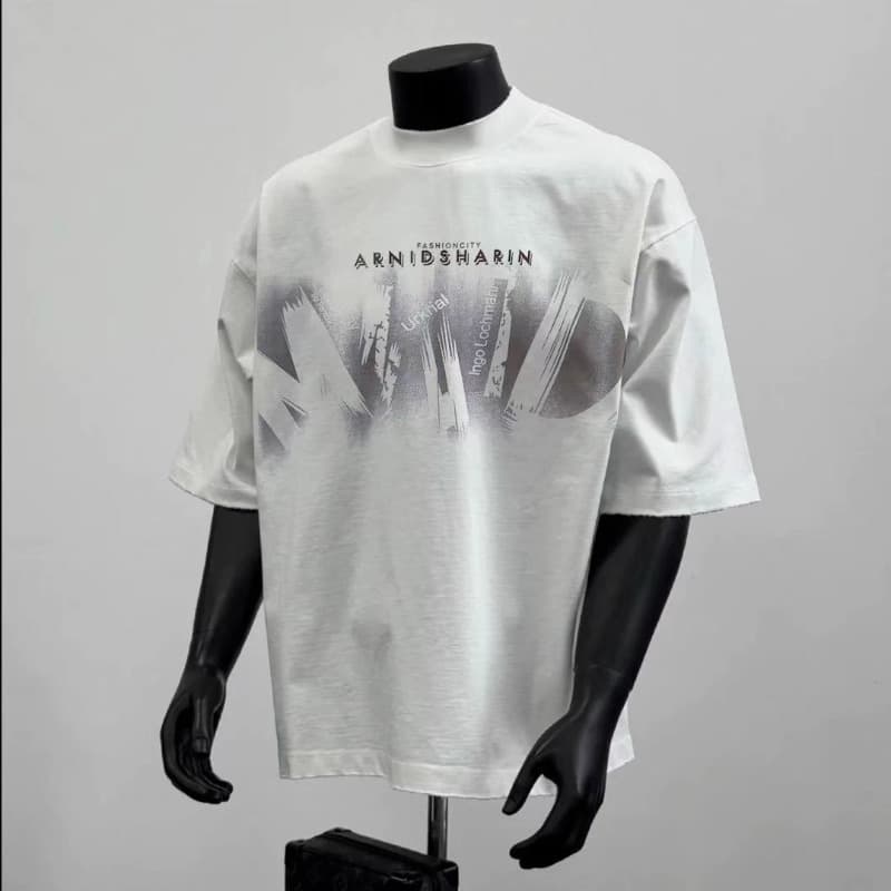 Men's American Style Pure Cotton Trendy Printed T-Shirt Short Sleeved Casual Top For Summer