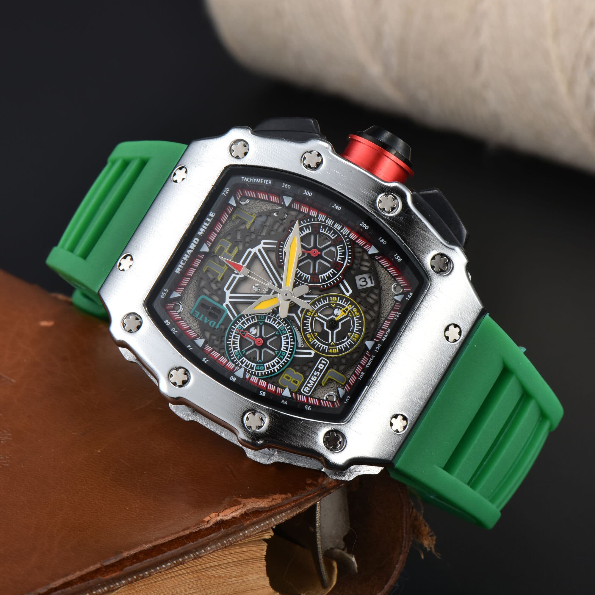 Montre à quartz multifonctionnelle pour homme, cadran creux, tendance, véritable, 6 broches