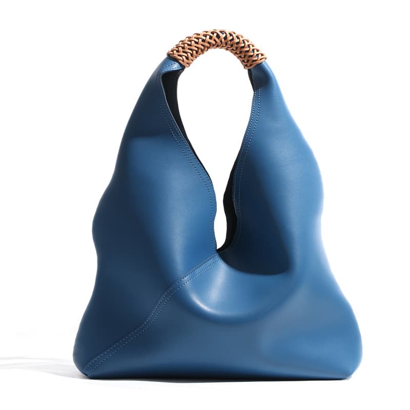 Large Capacity Korean Niche Light Luxury Hobo Genuine Leather Women's Commuter Underarm Handheld Shoulder Tote Bag