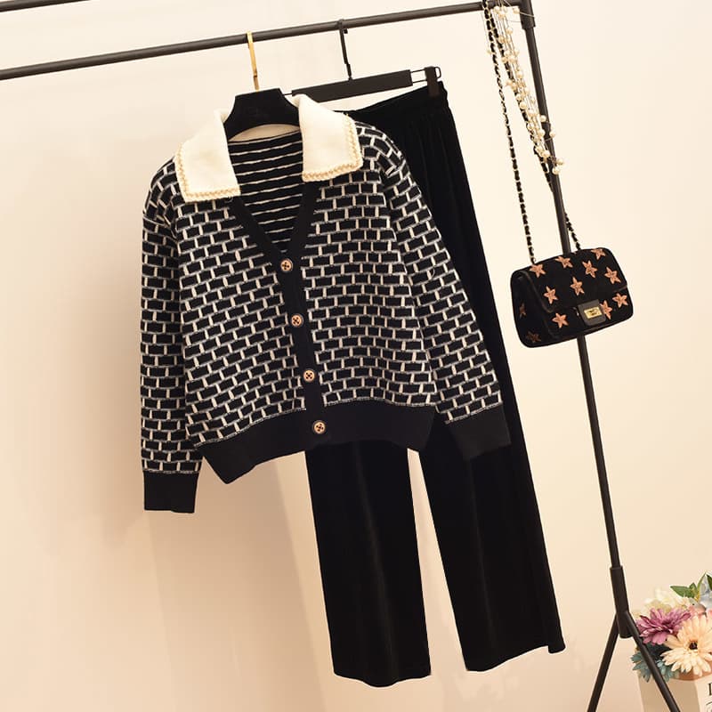 Women's suit autumn and winter new style two-piece set, fashionable age-reducing wide-leg pants, small people look taller and slimmer