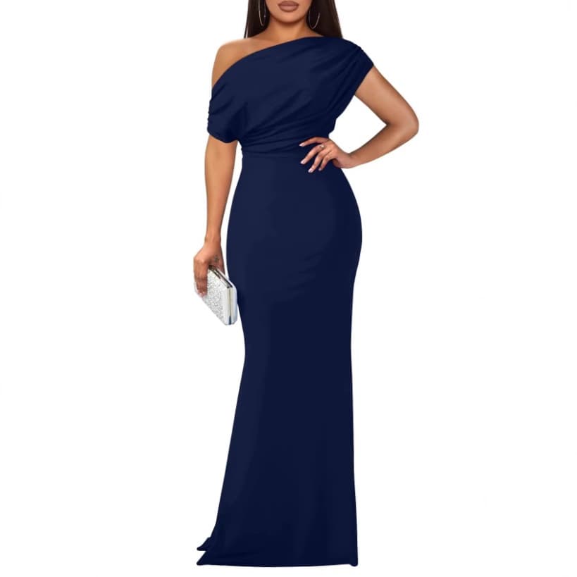 Women’s Clothing spring elegant sleeveless off shoulder high end tight long formal party dress