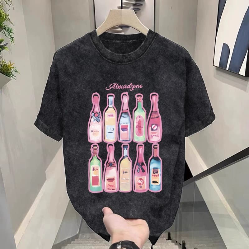 T-shirt à manches courtes délavé et vieilli pour homme, nouvelle tendance ample, été 2024