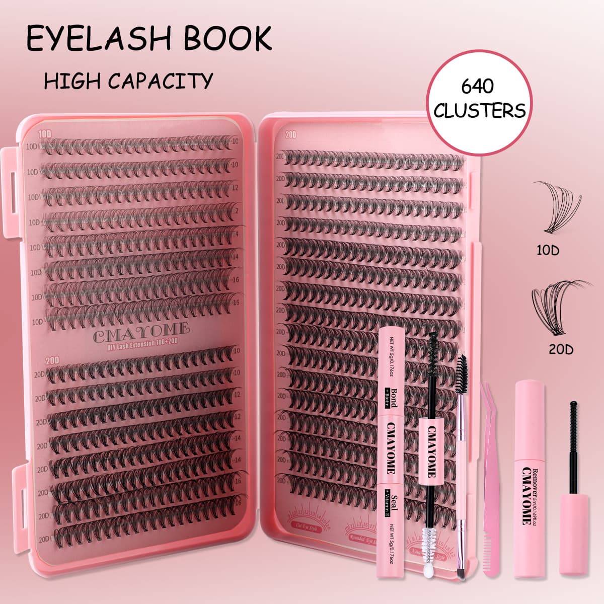 Best-Selling Lash Book 30D/40D Thick Single Cluster Lashes - 640 Clusters Sectional False Eyelashes - D-Curl Natural Fluffy DIY Lashes