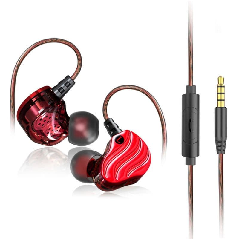 Dual Moving Coil 4-unit In-ear HiFi Music Wired Earphone Sports Headset with Mic