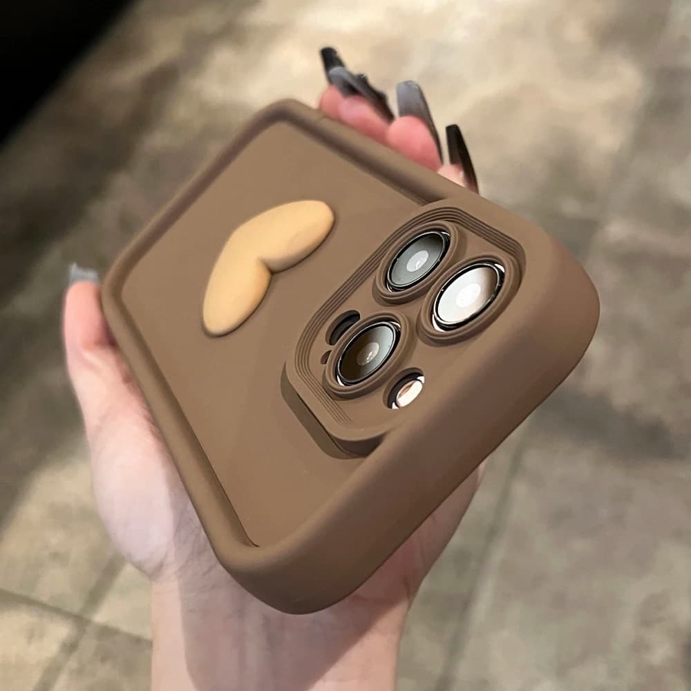 3D Candy Cute Love Heart Coffee Phone Case For iPhone 15 Pro 11 12 13 14Pro Max Silicone Bumper Camera Protective