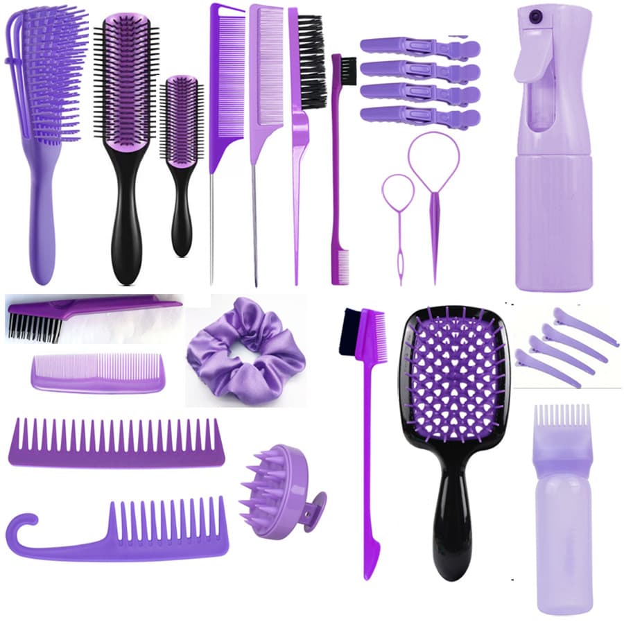 Scalp Massage Shampoo Brush Set - Hollow Comb For Detangling & Styling - Hair Care Kit For Men/Women