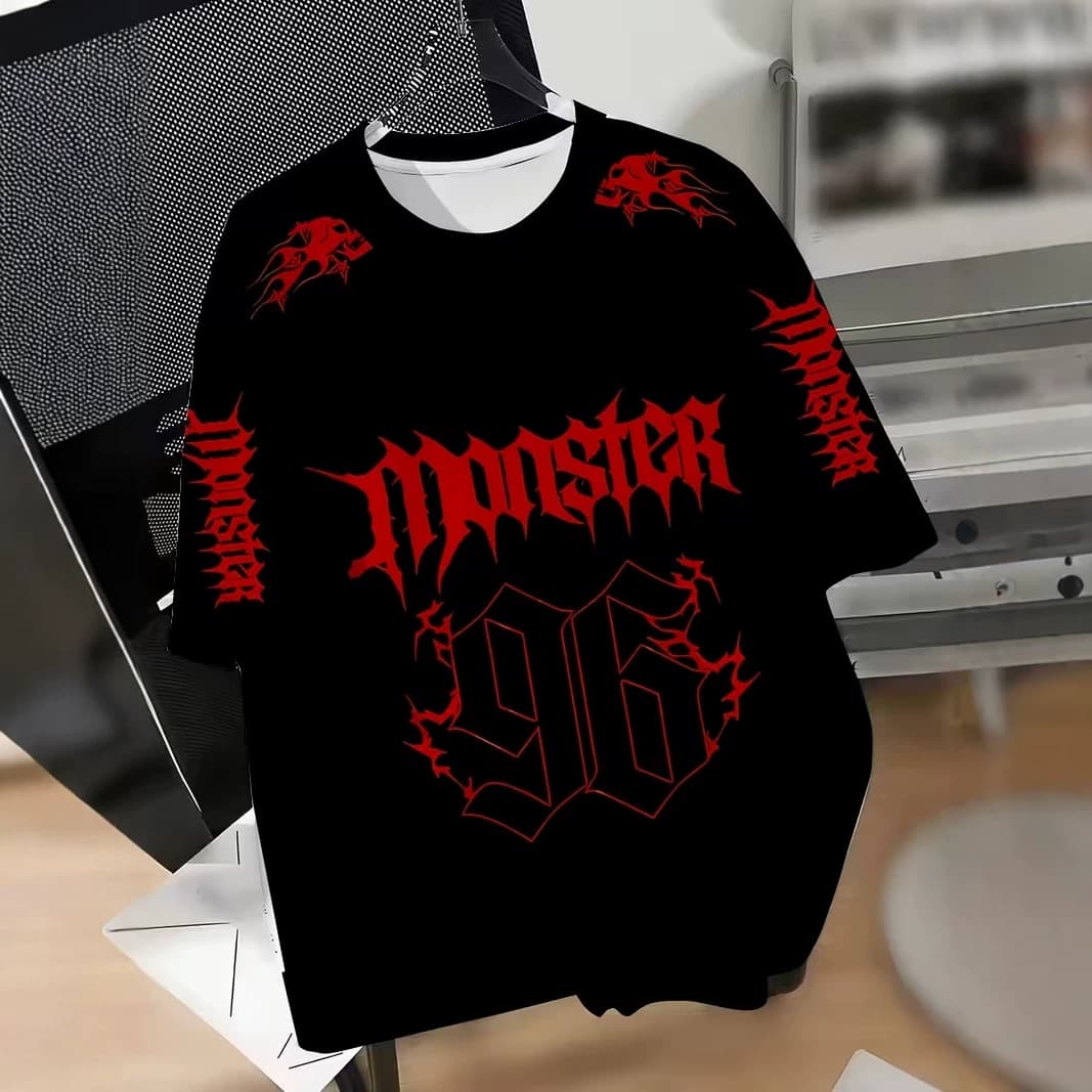 Men's Trendy Gothic Style Short Sleeve T-Shirt Flame Skull Illustration 3D Print Clothing Top