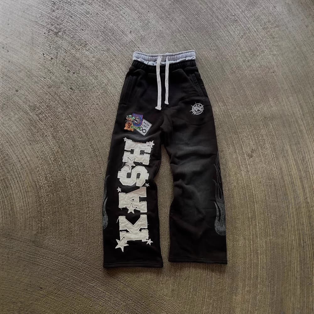 Men's Clothing High Street Trend Pants High Street Ins Trendy Brand Men And Women Loose Casual Straight Print