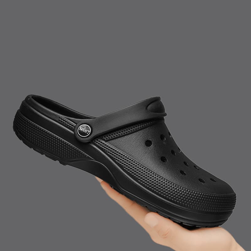Men's Soft-Sole Bun Toe Fashion Sandals Slip-On Garden & Beach Shoes EVA Sole Black