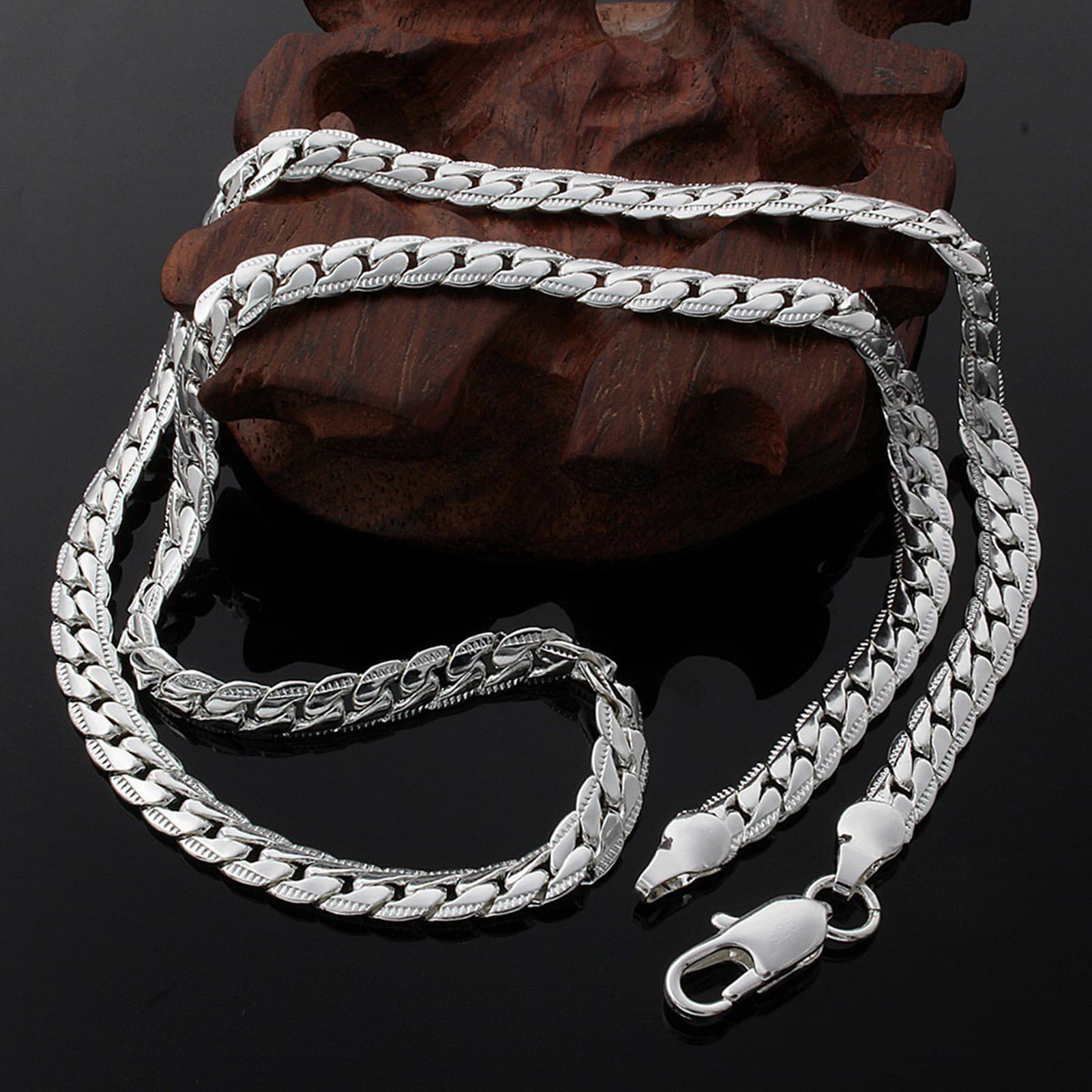 Qianbihe Couple Flat Hip Hop Jewelry Simple Fashion Appearance Necklace For Parties-Sier 20Inch