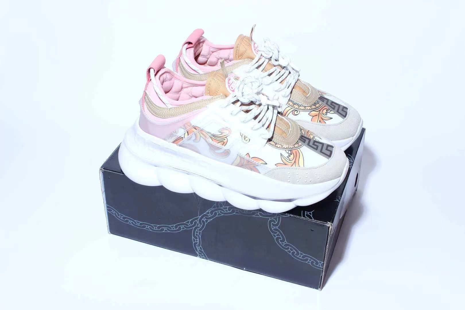 Chaussures de sport décontractées tendance Chain Reaction à tige basse, style rétro, polyvalentes, pour couples, semelle épaisse rehaussante et