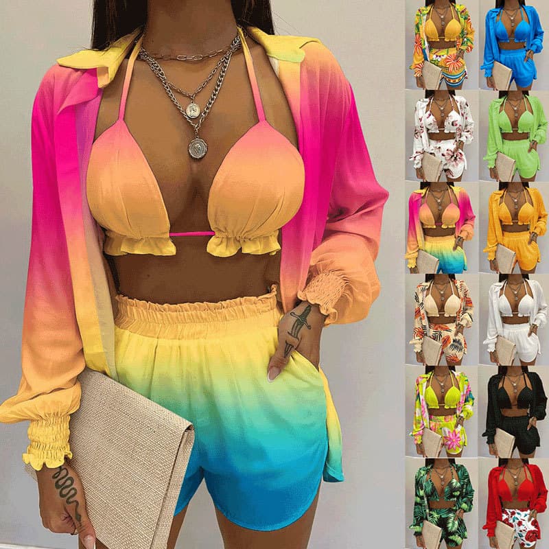 Women's Clothing Women's Sexy Three Piece Suit Spring Beach Fashion Shorts Set