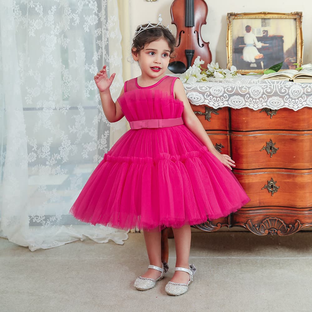 Baby clothes Girls' dress Sleeveless children's holiday Show dress Birthday party Pompadour Princess dress