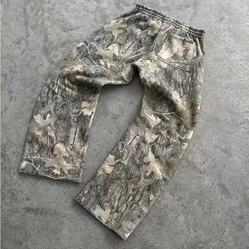 Y2K Retro Sweatpants Camo Pattern Print Streetwear Men's Harajuku Street Hip Hop Unisex Casual Camo Loose Pants Trousers