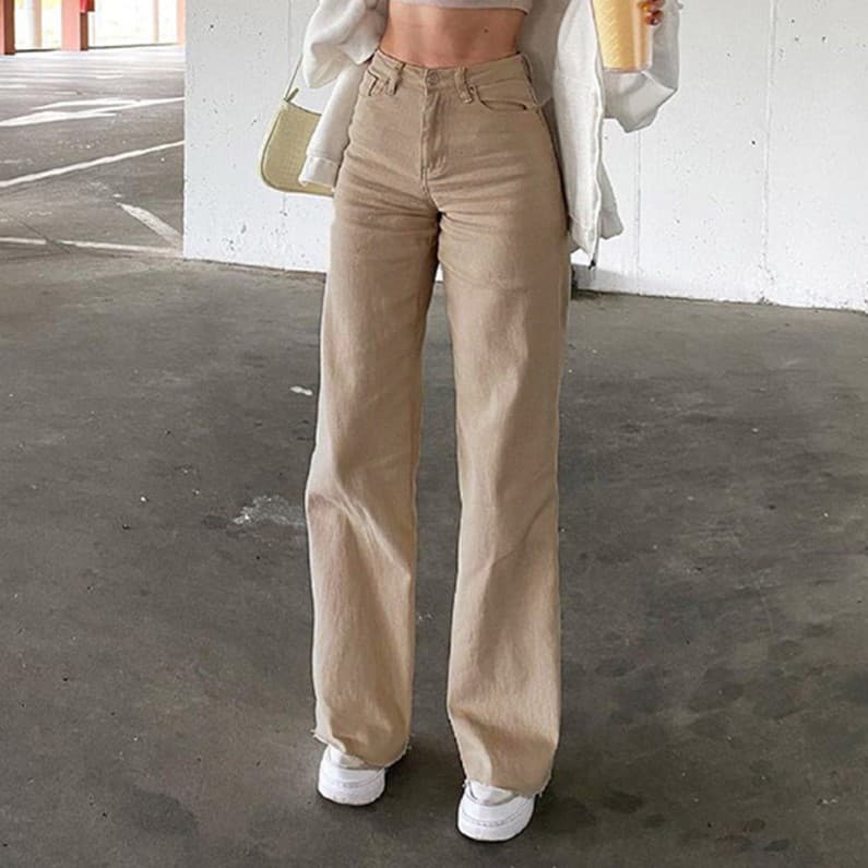 Women's jeans high waist solid color slim jeans for women