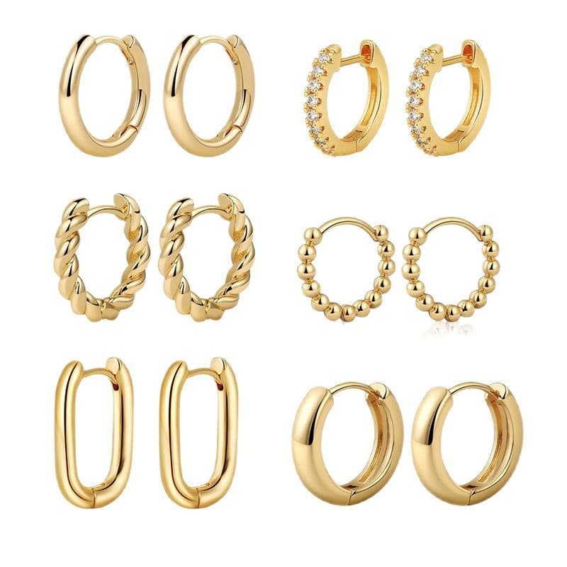 Women's Jewelry Simple Earrings Niche High End Fashion Light Luxury Gold Pigment Hoop Earrings Jewelry Set