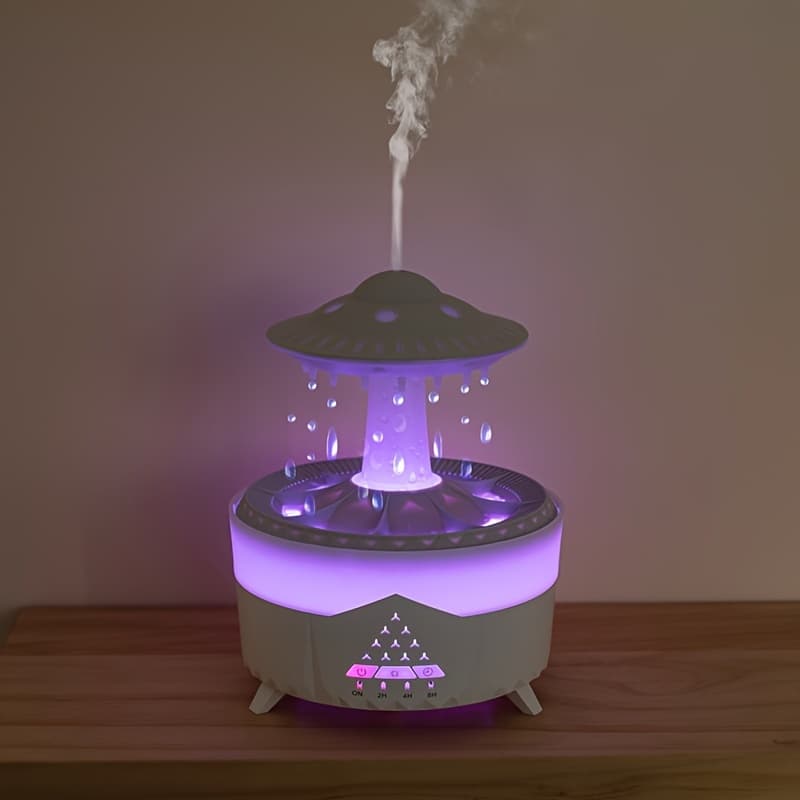Air Humidifier, Aroma Machine, Cloud Water Drop Design, With Colorful Night Light, 11.83oz Capacity