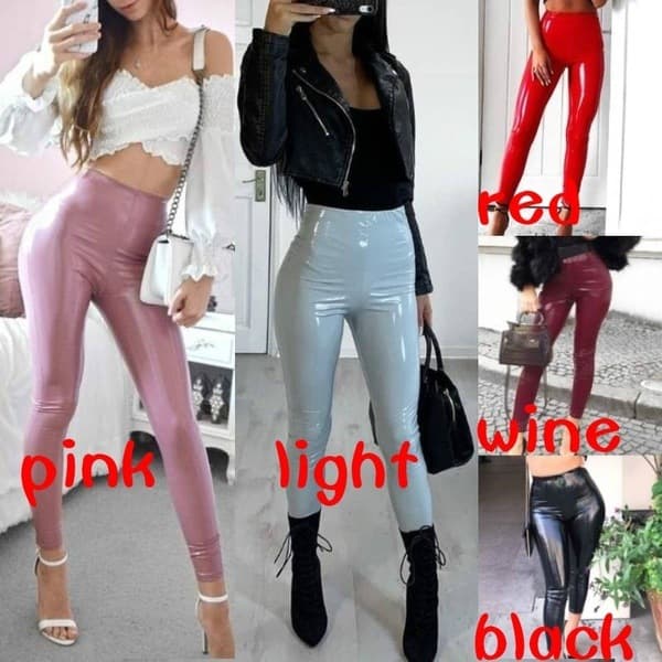 New Mirror PU Glossy Leather For Women Sexy Casual Pants Nightclub