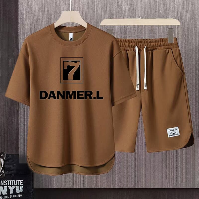 Men's Clothing 2024 Waffle Casual Summer Suit Men's Loose Teen Short sleeved T shirt Shorts Handsome Two piece Suit