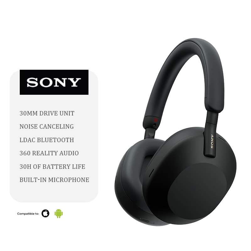 [Garantie et assistance] Casque sans fil portable WH1000XM5 Bluetooth original avec réduction de bruit, basses intégrées, compatible iOS/Android e