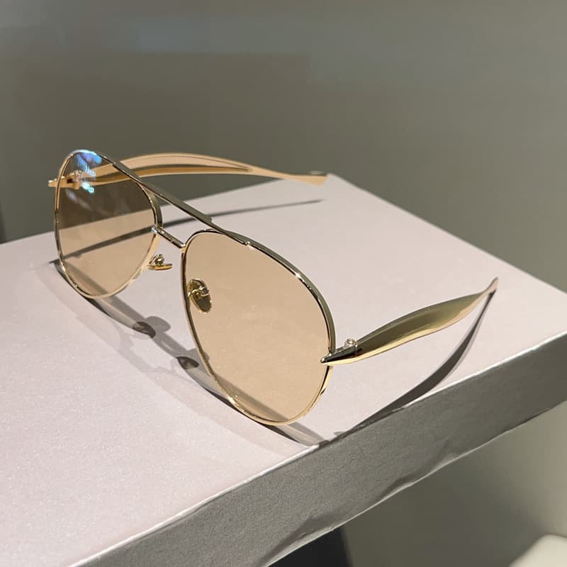 2025 New Fashion Metal Double Bridge Aviator Trendy No-Makeup Street Style Versatile Sunglasses Unisex