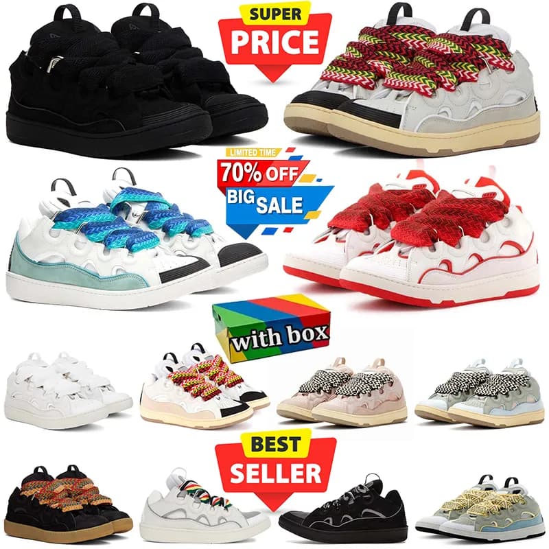 With Box Designer Curb Shoes Sneakers For Men Women Black Mens Womens Trainers Plate-forme Casual Chaussure Platform