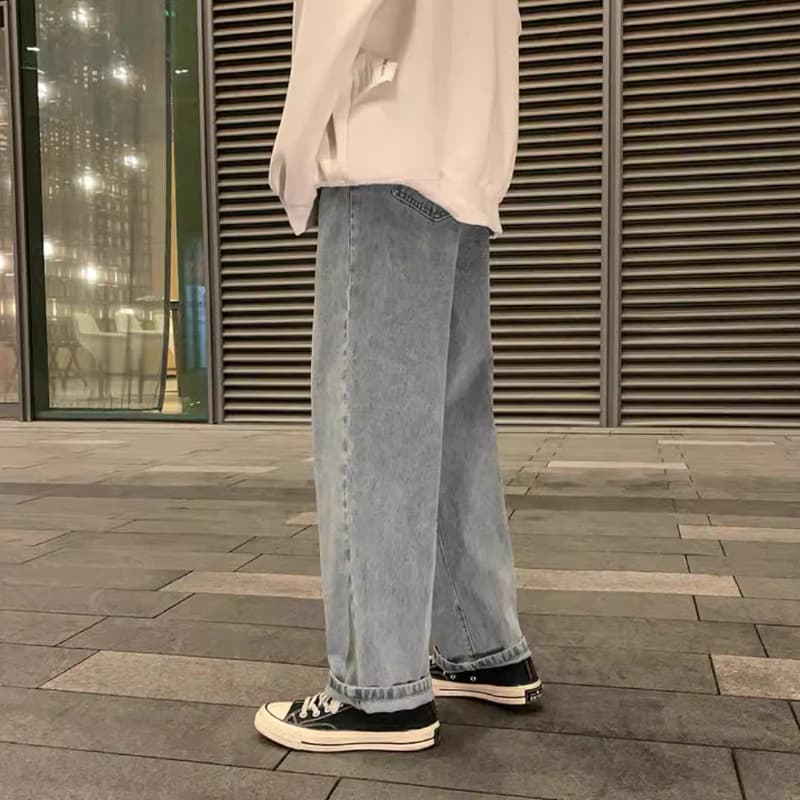 Men's clothing Summer New Black Retro Jeans Men's Pants High Street Trend Couple Straight Loose Pants Trend