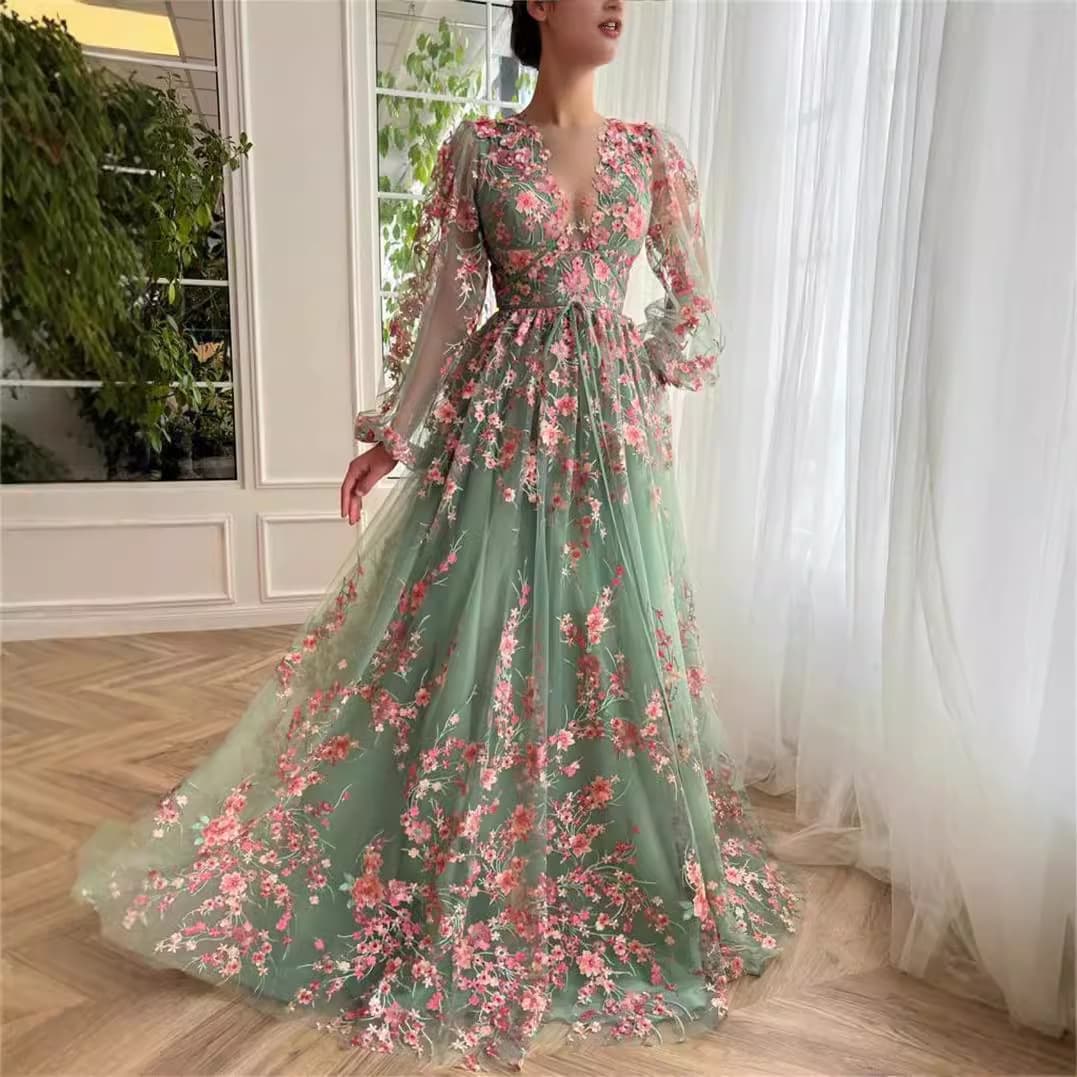 Women’s Clothing Evening Dress 2025 New Slim Long Party Floral Dress