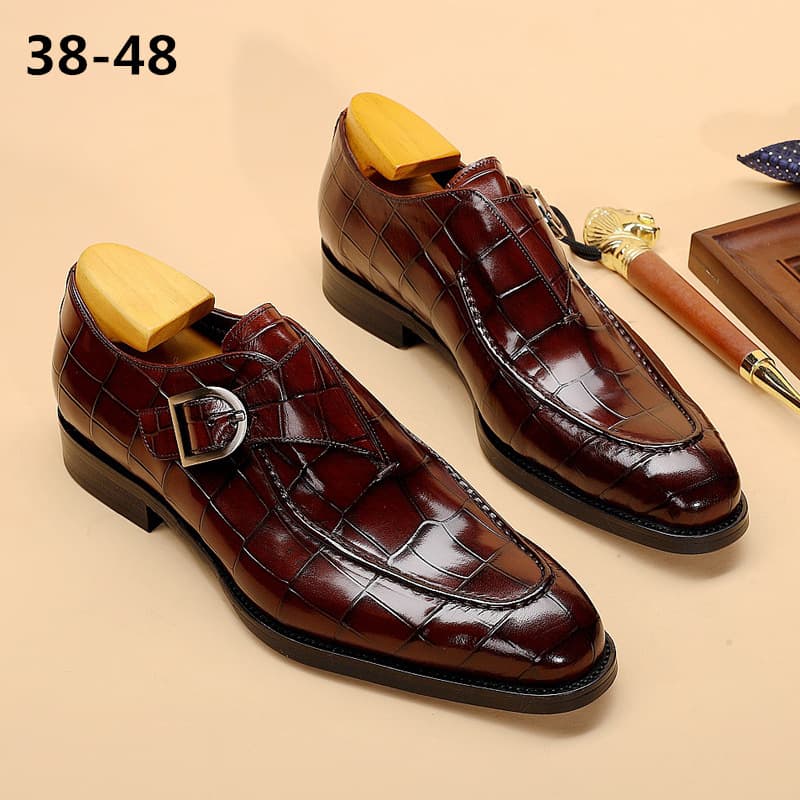 Aofu Footwear 2025 Autumn New Leather Mengke Square Head Men's Buckle Trendy Shoes