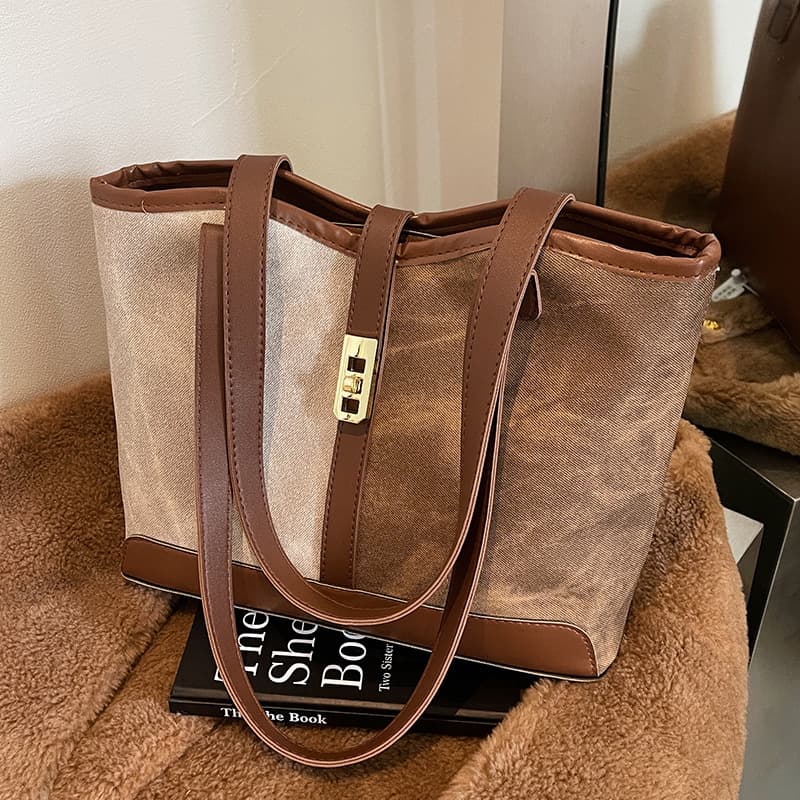 Trendy Color-Block For Women 2024 New Handbags High-End Shoulder Bags Large Capacity