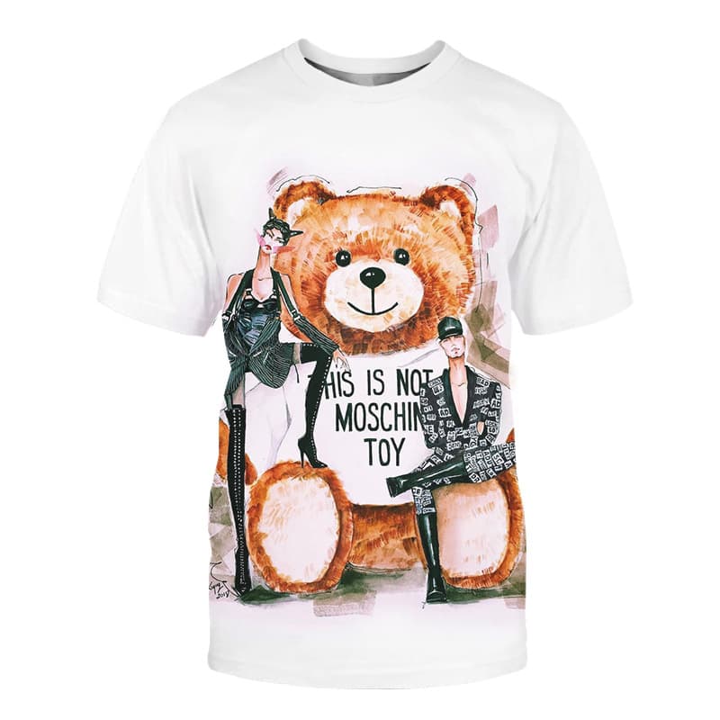 T-Shirt ample surdimensionné à imprimé de dessin animé ours pour femmes, nouvelle collection