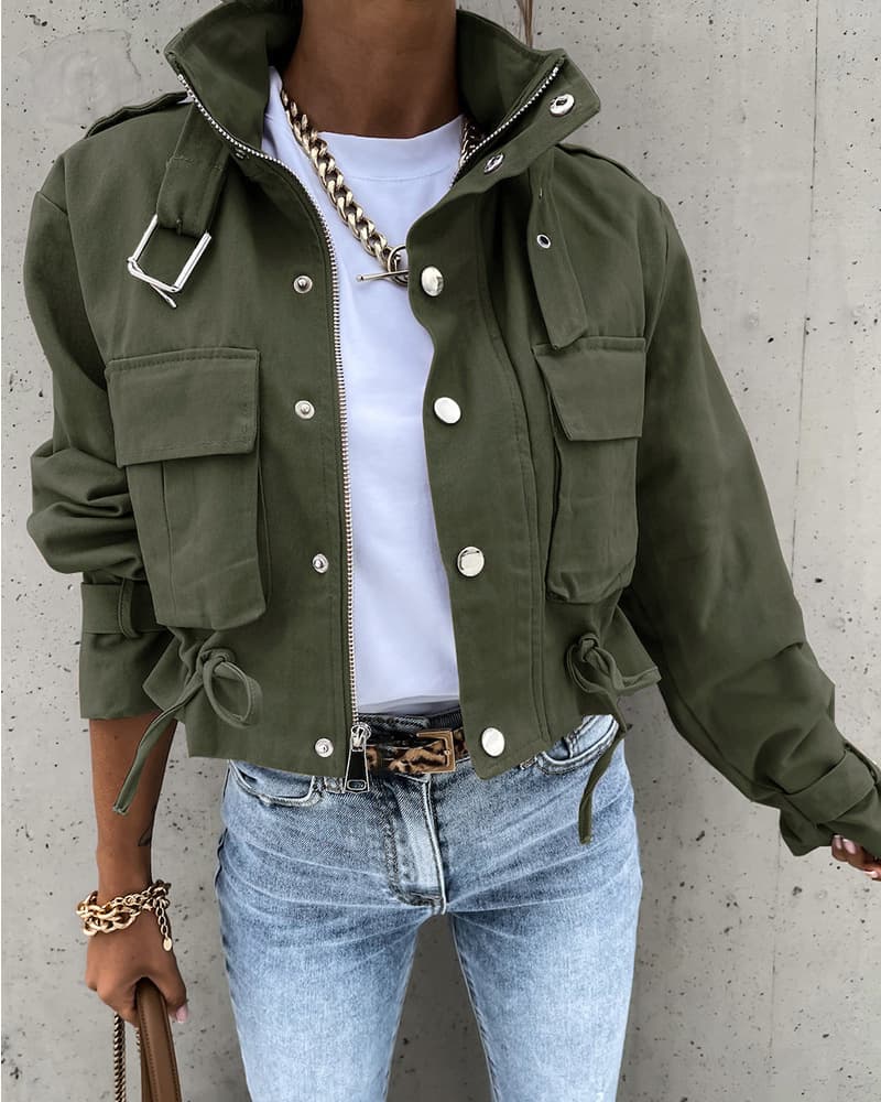 autumn and winter 2021 women's new motorcycle jacket jacket short top