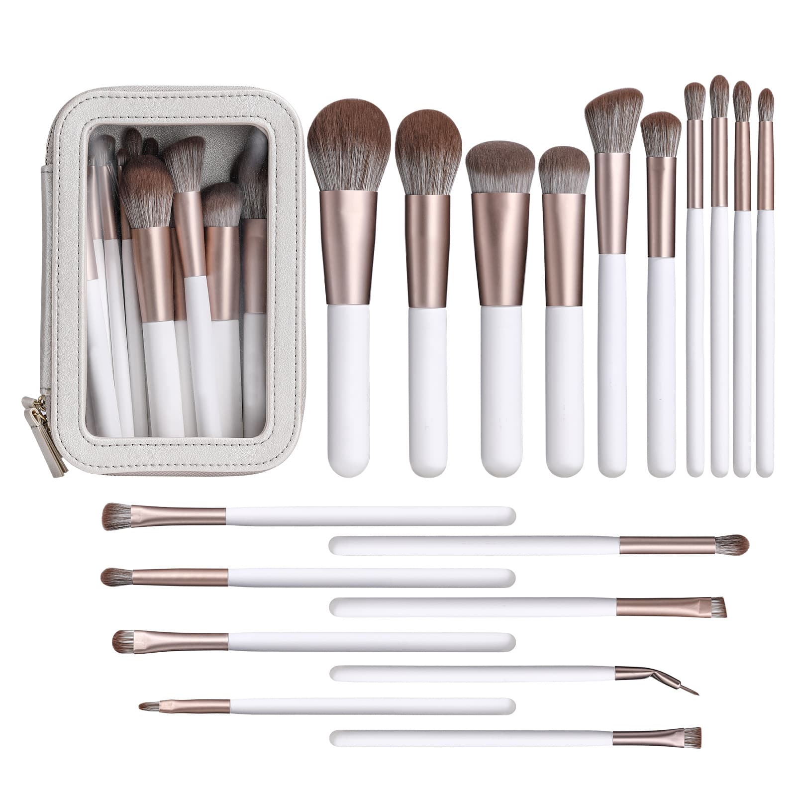 18 Piece Makeup Brush Set Pearl White Beauty Tools High End Super Soft Hair Quick Drying Makeup Brush