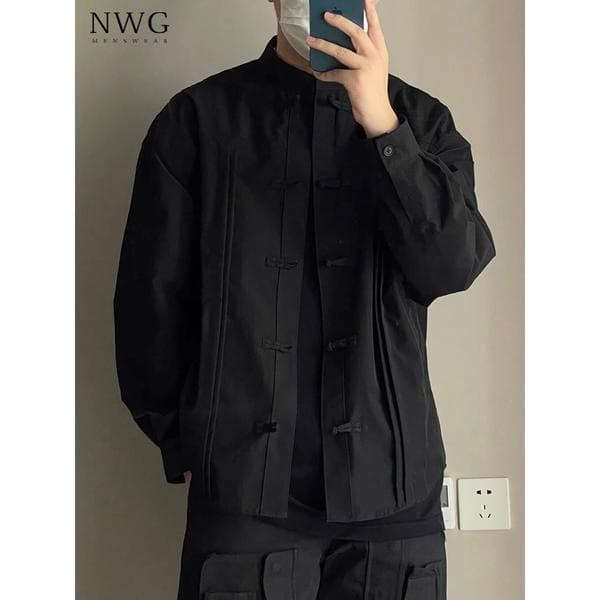 Nordmann New Clothing Chinese Style Button Tang Suit Men's Long Sleeve Spring And Autumn Niche Design Sense Light Shirt