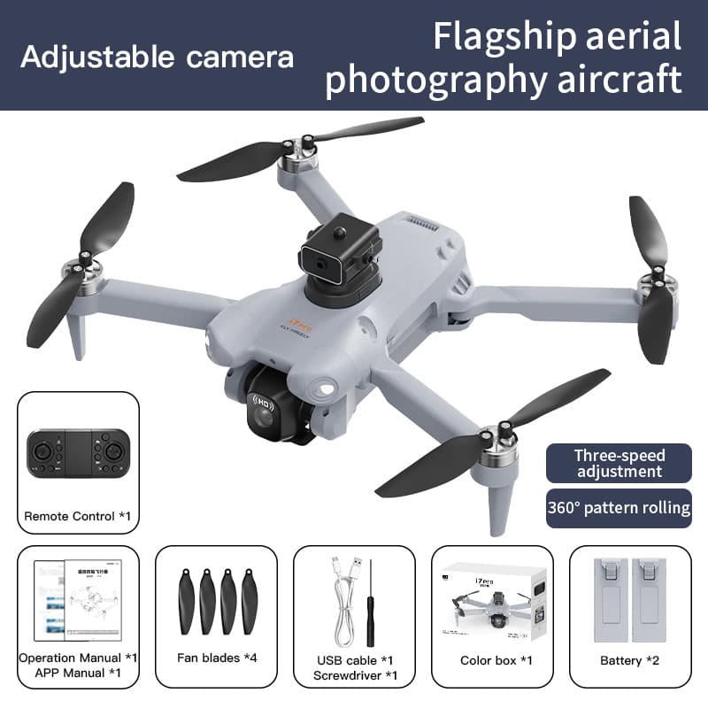 Nouveau produit transfrontalier : Drone I7 PRO, prise de vue haute définition 4K, quadricoptère sans balais avec écran et télécommande.