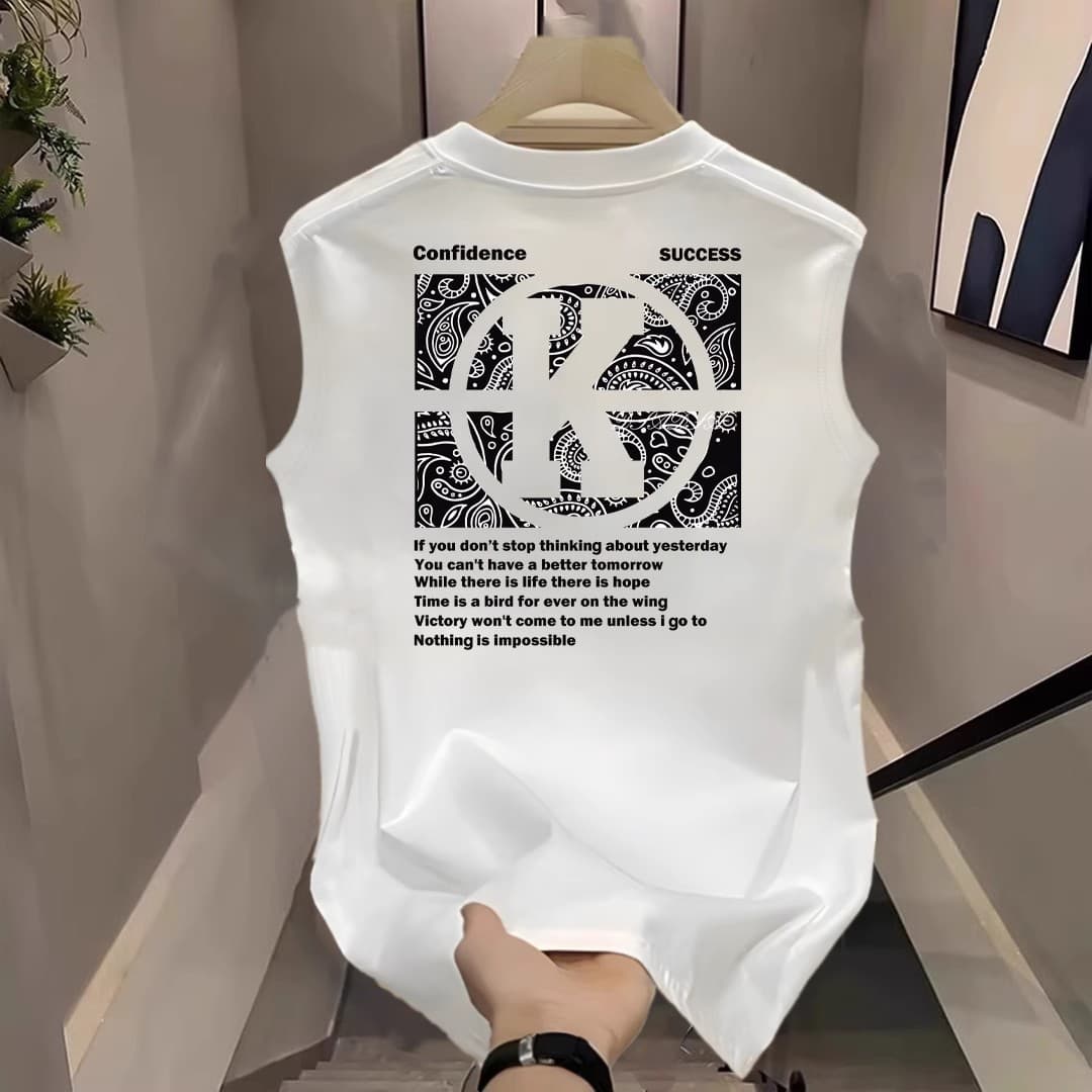 Men's Clothing Sports Vest Men's Summer Loose Outer Wear Sleeveless T Shirt Boys Casual Wide Shoulder Waistcoat Top
