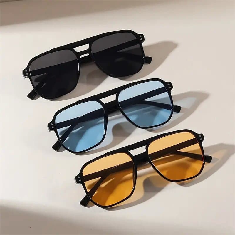 New Style Fashion With Studs For Women, Double Bridge Sunglasses, Cross-Border Hot-Selling Retro Pilot Sunglasses