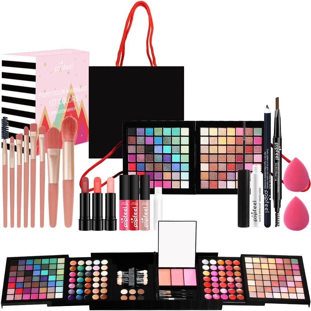 Makeup Sets POPFEEL Set 177 Color Eye Shadow Palette Blush Lip Gloss And Contouring Set With Brush Suitable For Beginners