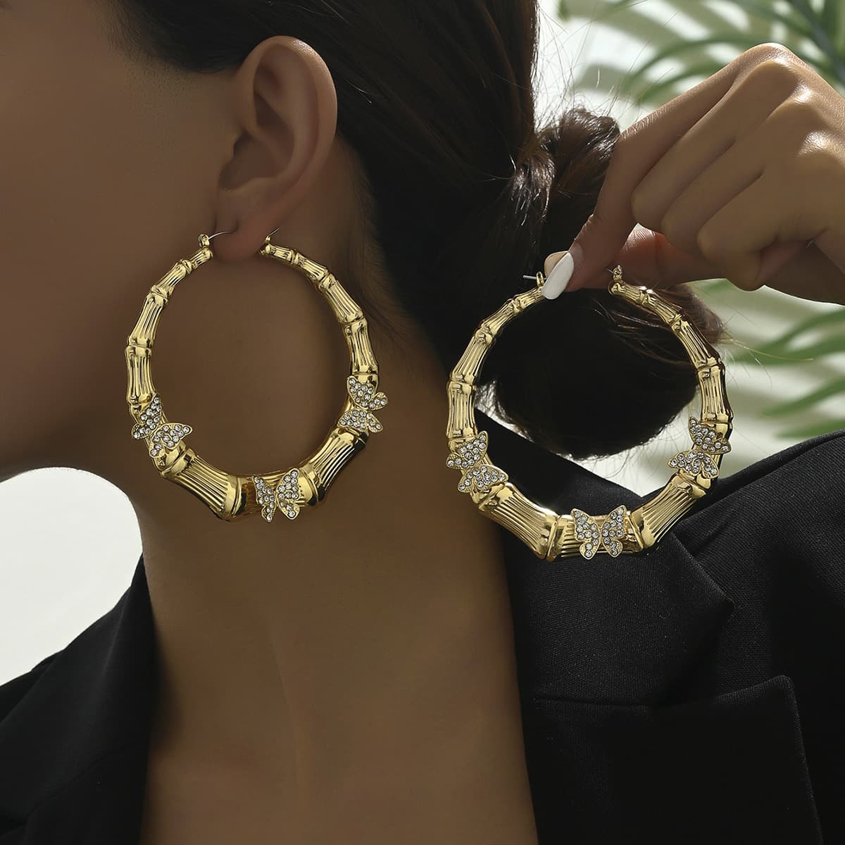 Inlaid women's niche butterfly large design, versatile earrings, temperament earrings