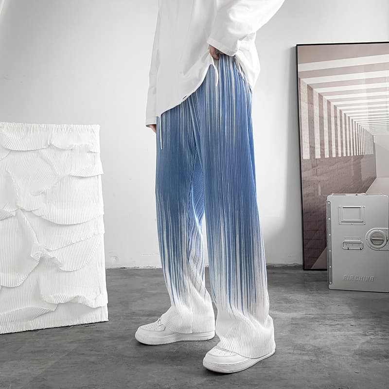 Men's Clothing Color Striped Pants Men Ins Style Casual Wide-leg Pants Summer Thin Loose Drape Mopping Pants