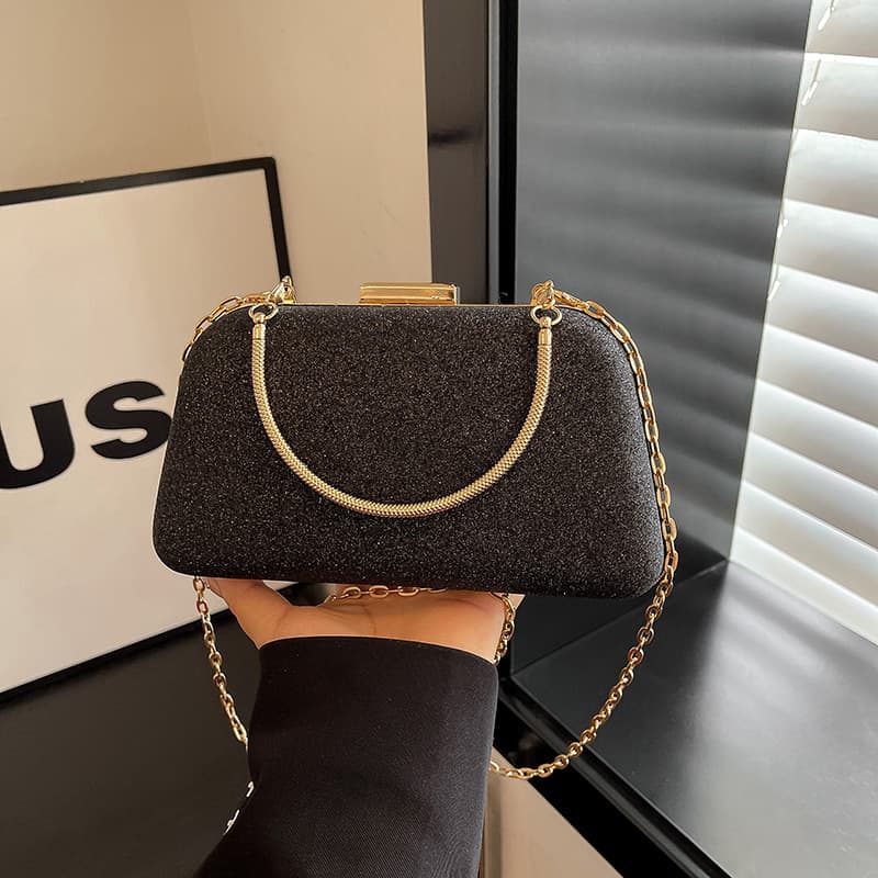 2025 New Style Banquet Evening Single Shoulder Clutch Square Handheld Shiny Glitter Small Bag