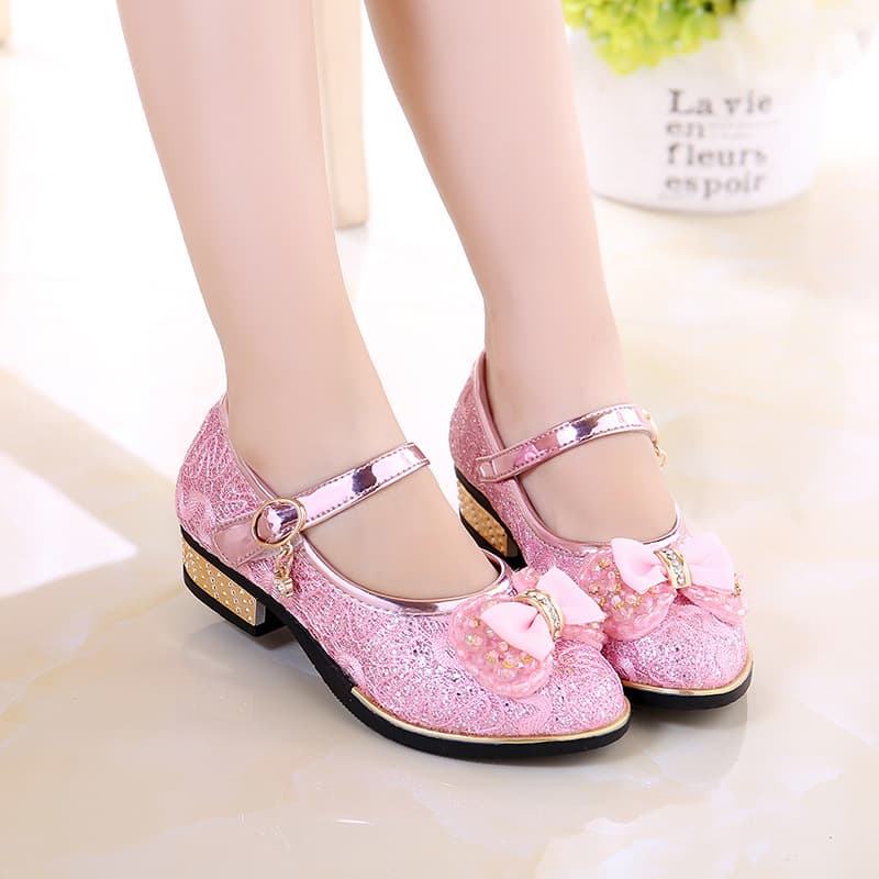 Girls Party Sparkle Wedding Dress Shoes Girls Princess Shoes Toddlers Sequin Sweet Bows Sandals