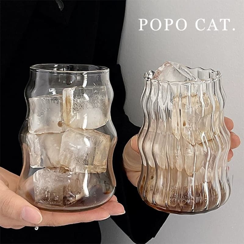 Chubby Dudu Coffee Glass Cup With Straw Ins Style Household Girl's High-looking Drink Cold Water Drink Milk Tea Cup
