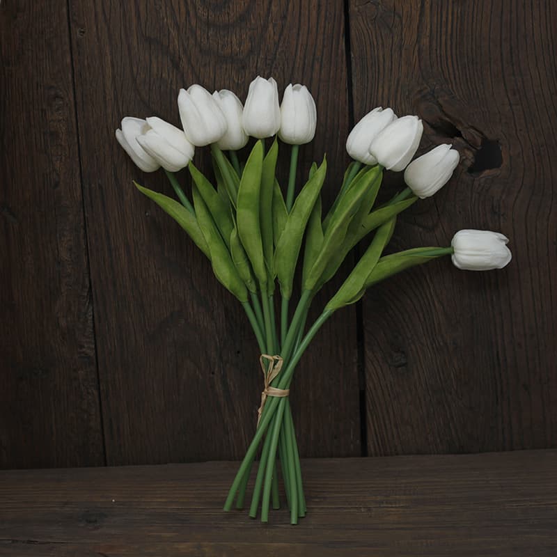 Retro 10-head tulip bunch dining table coffee table floral wedding PU artificial flower decoration flower