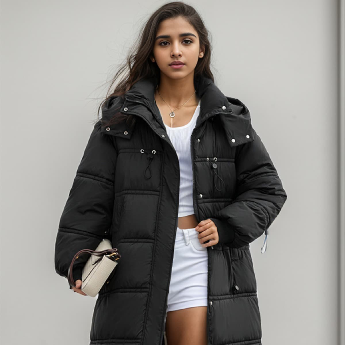 Women's clothing Mid-length bread coat winter coats cotton coat for women thickened hooded large pocket loose large size cotton coat