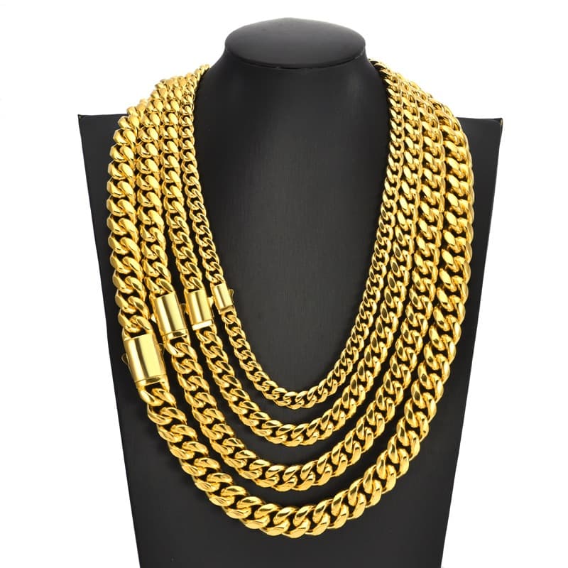 Hip Hop Men's Stainless Round Grinding Titanium Steel Plated Cuban Chain Necklace Women's