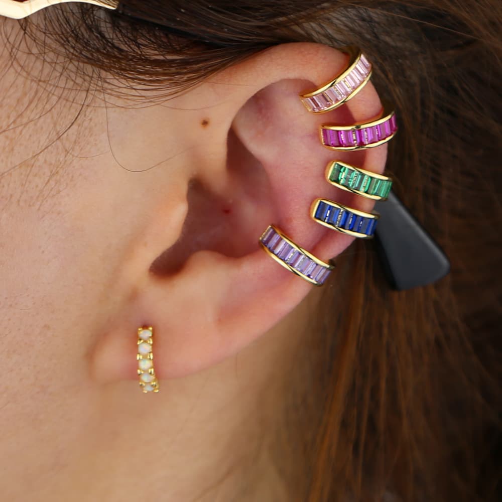 Women's Jewelry Fashion New Color Rectangular Zircon Ear Clip Ins Niche Design High End Earrings