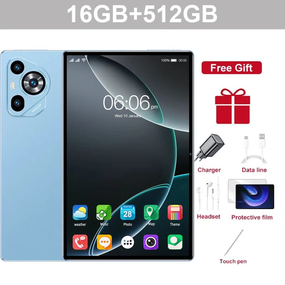 iPad 16 Pro 11 pouces neuf, Android 14, Snapdragon 8 Gen2, version globale, 22 Go + 22 To, batterie 20 000 mAh, 5G, double SIM, Wi-Fi, écran HD.