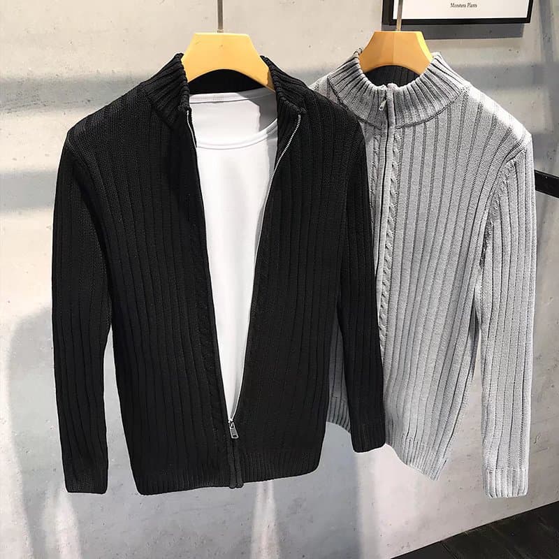 Men's Clothing Autumn New Knitted Cardigan Fashion Trend Pure Color Simple High End Versatile Lazy Style Handsome Tops For Men